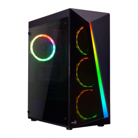 CASE (เคส) AEROCOOL SHARD TEMPERED GLASS (BLACK) (ATX) (SHARD-G-BK-V2)