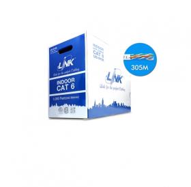 LAN CABLE (สายแลน) LINK US-9106 CAT6 UTP (250MHz) W/CROSS FILLER, 23AWG, CMR (305M) - WHITE