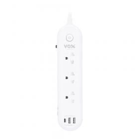 POWER STRIP (รางปลั๊กไฟ) VOX NOVA SERIES NL-131C - 3 SOCKET 1 SWITCH 2 USB-A 1 USB-C 3 METER 2500 WA