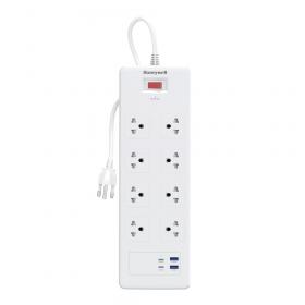 POWER STRIP (รางปลั๊กไฟ) HONEYWELL 8 OUTLET 1 SWITCH 2 USB-C 2 USB-A 1.8 METER 2500 WATT - WHITE (HC