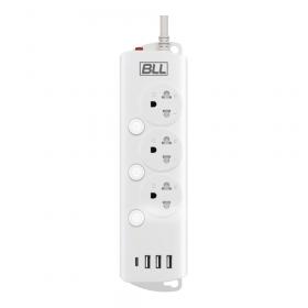 POWER STRIP (รางปลั๊กไฟ) BLL B88 3 OUTLET 3 SWITCH 1 USB-C 3 USB-A 3 METER 2300 WATT - WHITE