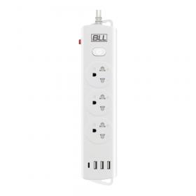 POWER STRIP (รางปลั๊กไฟ) BLL B89 3 OUTLET 1 SWITCH 1 USB-C 3 USB-A 3 METER 2300 WATT - WHITE