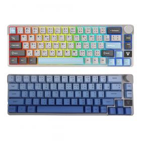 WIRELESS KEYBOARD (คีย์บอร์ดไร้สาย) FANTECH ATOM PRO66 MK919 BLUE SWITCH RGB EN/TH - GRAY + ACK04 BL