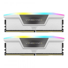 64GB (32GBx2) DDR5 5200MHz RAM (หน่วยความจำ) CORSAIR VENGEANCE RGB DDR5 - INTEL XMP CL40 WHITE CMH64GX5M2B5200C40W