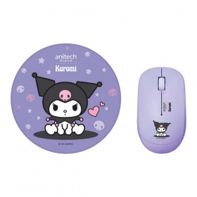 WIRELESS MOUSE (เมาส์ไร้สาย) ANITECH X KUROMI KU-WMP01-PU - PURPLE COMBO SET WIRELESS MOUSE WITH MOUSE PAD