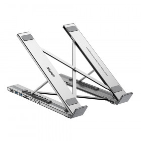 LAPTOP STAND (แท่นวางแล็ปท็อป) UNITEK D1137AGY01 - USB-C FOLDABLE LAPTOP STAND WITH DOCKING STATION SILVER