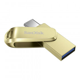 256 GB FLASH DRIVE (แฟลชไดร์ฟ) SANDISK ULTRA DUAL DRIVE LUXE USB TYPE-C - USB 3.2 GEN 1 USB-A & USB-C GOLD SDDDC4-256G-G46GD