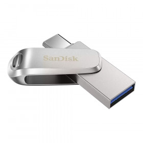 128 GB FLASH DRIVE (แฟลชไดร์ฟ) SANDISK ULTRA DUAL DRIVE LUXE USB TYPE-C - USB 3.2 GEN 1 USB-A & USB-C SILVER SDDDC4-128G-G46
