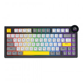 WIRELESS KEYBOARD (คีย์บอร์ดไร้สาย) AJAZZ AK820V2 - WHITE PEACH SWITCH RGB EN/TH BLACK-GRAY-YELLOW