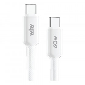 CHARGER CABLE (สายชาร์จ) WHY JELLO USB-C TO USB-C 60W CABLE 1.5M - WHITE UC-4193C