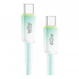CHARGER CABLE (สายชาร์จ) WHY JELLO USB-C TO USB-C 60W CABLE 1.5M - GREEN UC-4193C