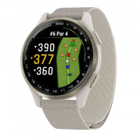 SMART WATCH (สมาร์ทวอทช์) GARMIN APPROACH S50 - CREAM GOLD ALUMINUM BEZEL WITH IVORY NYLON BAND 010-03010-41