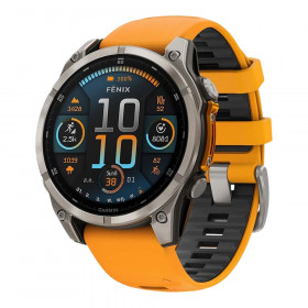 SMART WATCH (สมาร์ทวอทช์) GARMIN FENIX 47MM AMOLED - SAPPHIRE TITANIUM WITH SPARK ORANGE/GRAPHITE SILICONE BAND 010-02904-19