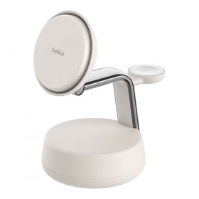 WIRELESS CHARGER (ที่ชาร์จไร้สาย) BELKIN ULTRACHARGE PRO 3-IN-1 MAGNETIC CHARGING DOCK WITH QI2 25W - SAND WIZ040THSD