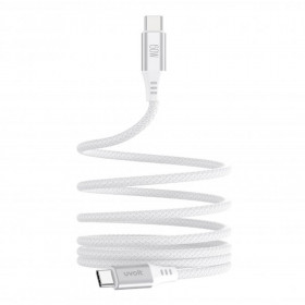 CHARGER CABLE (สายชาร์จ) UVOLT UVMCC-01 MAGNETIC WOVEN USB-C TO USB-C 60W 1.2M - WHITE
