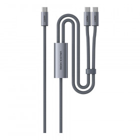 CHARGER CABLE (สายชาร์จ) AUKEY CB-DCC142 CB-CIRCLET BLINK 2M - 140W 2-IN-1 DTY BRAIDED USB-C TO USB-C GRAY