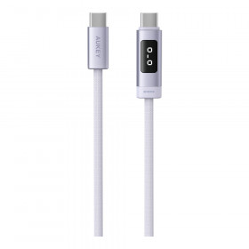 CHARGER CABLE (สายชาร์จ) AUKEY CB-DCC245 CIRCLET BINK EMO 1M - 240W DTY BRAIDED USB-C TO USB-C LED DISPLAY LIGHT PURPLE