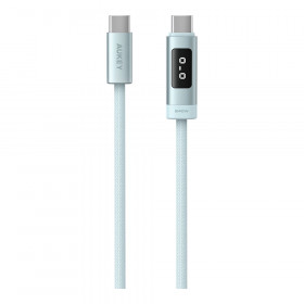CHARGER CABLE (สายชาร์จ) AUKEY CB-DCC245 CIRCLET BINK EMO 1M - 240W DTY BRAIDED USB-C TO USB-C LED DISPLAY LIGHT GREEN
