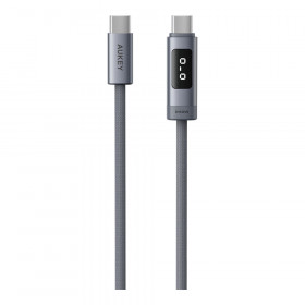 CHARGER CABLE (สายชาร์จ) AUKEY CB-DCC246 CIRCLET BINK EMO 2M - 240W DTY BRAIDED USB-C TO USB-C LED DISPLAY GRAY