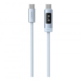 CHARGER CABLE (สายชาร์จ) AUKEY CB-DCC246 CIRCLET BINK EMO 2M - 240W DTY BRAIDED USB-C TO USB-C LED DISPLAY LIGHT BLUE