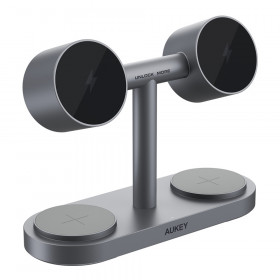 WIRELESS CHARGER (ที่ชาร์จไร้สาย) AUKEY MAGFUSION TITAN - 4-IN-1 QI2.2 25W GRAY LC-MC411