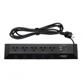 POWER STRIP (รางปลั๊กไฟ) VEXXO DO-553 - 5 x OUTLET 5 x SWITCH 2 x USB-A 2 x USB-C 3M 3500W BLACK F5ST3-DO02-5531
