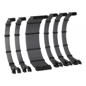 SLEEVED CABLE (สายถัก) EZDIY-FAB 16AWG CABLE KIT-6 CABLES - CARBON EZDPI228-6