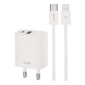 CHARGER (ที่ชาร์จ) UVOLT UVA30W-02 - 30W USB-C TO LIGHTNING 30W 1.2M WHITE