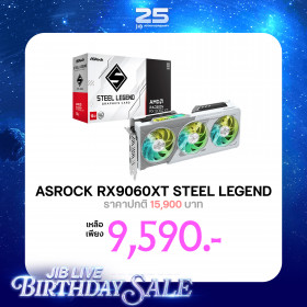 VGA (การ์ดแสดงผล) ASROCK AMD RADEON RX 9060 XT STEEL LEGEND 16GB OC - 16GB GDDR6 (RX9060XT SL 16GO)