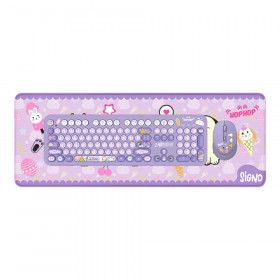 WIRELESS KEYBOARD & MOUSE (คีย์บอร์ดและเมาส์ไร้สาย) SIGNO KW-700+WM-100P - VIOLET