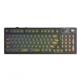 WIRELESS KEYBOARD (คีย์บอร์ดไร้สาย) AULA F98PRO V3 - CRYSTAL SWITCH RGB EN/TH BLACK-TRANSPARENT