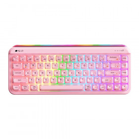 WIRELESS KEYBOARD (คีย์บอร์ดไร้สาย) AJAZZ AF68 - RUBBER DOME SWITCH RGB EN PINK
