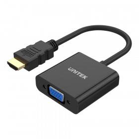 VIDEO ADAPTER (ตัวแปลงสัญญาณภาพ) UNITEK HDMI TO VGA ADAPTER WITH 3.5MM FOR STEREO AUDIO - Y-6333
