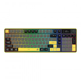 WIRELESS KEYBOARD (คีย์บอร์ดไร้สาย) SIGNO KB-736GY EXXONOS - RUBBER DOME SWITCH RGB EN/TH GREY-YELLOW