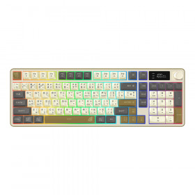 WIRELESS KEYBOARD (คีย์บอร์ดไร้สาย) SIGNO KB-736WG EXXONOS - RUBBER DOME SWITCH RGB EN/TH WHITE-GREY