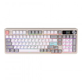 WIRELESS KEYBOARD (คีย์บอร์ดไร้สาย) EGA TYPE CMK13 - CREAMCYAN BLUE SWITCH RGB EN/TH CREAM-WHITE-GRAY