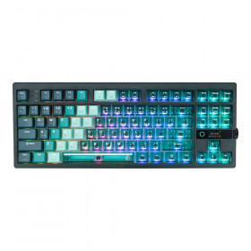 WIRELESS KEYBOARD (คีย์บอร์ดไร้สาย) EGA TYPE CMK14 - CREAMCYAN BLUE SWITCH RGB EN/TH BLACK
