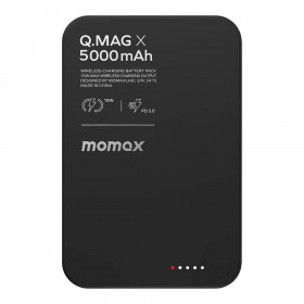 POWER BANK (พาวเวอร์แบงค์) MOMAX Q.MAG X MAGNETIC WIRELESS - 5000mAh GEN2 BLACK