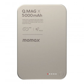 POWER BANK (พาวเวอร์แบงค์) MOMAX Q.MAG X MAGNETIC WIRELESS - 5000mAh GEN2 TITANIUM