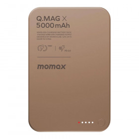POWER BANK (พาวเวอร์แบงค์) MOMAX Q.MAG X MAGNETIC WIRELESS - 5000mAh GEN2 GOLD