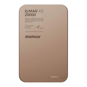 POWER BANK (พาวเวอร์แบงค์) MOMAX Q.MAG X2 MAGNETIC WIRELESS - 20000mAh GEN2 GOLD