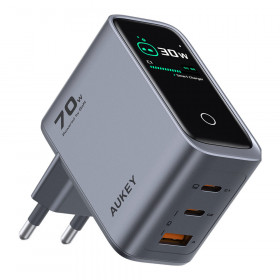 CHARGER (ที่ชาร์จ) AUKEY PA-B14 AIVYO SWIFT - 70W GaN 2 x USB-C 1 x USB-A