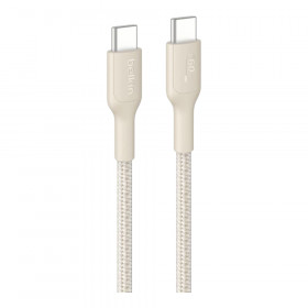 CHARGER CABLE (สายชาร์จ) BELKIN BOOSTCHARGE PRO - BRAIDED USB-C TO USB-C CABLE 60W 1M SAND CAB024FQ1MSD