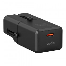 TRAVEL ADAPTER (ตัวแปลงหัวปลั๊ก) UVOLT UVTA-01 - 1 x USB-C PD 30W BLACK