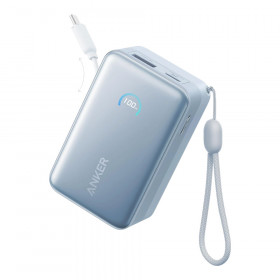 POWER BANK (พาวเวอร์แบงค์) ANKER NANO POWER BANK - 10K 45W BUILT-IN RETRACTABLE USB-C CABLE MISTY BLUE A1638H61