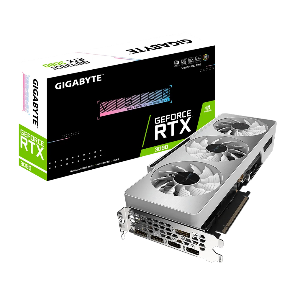 GEFORCE RTX 3090 GIGABYTE VISION 本体 VGA (การ์ดแสดงผล) GIGABYTE GEFORCE RTX 3090 VISION OC 24G - 24GB