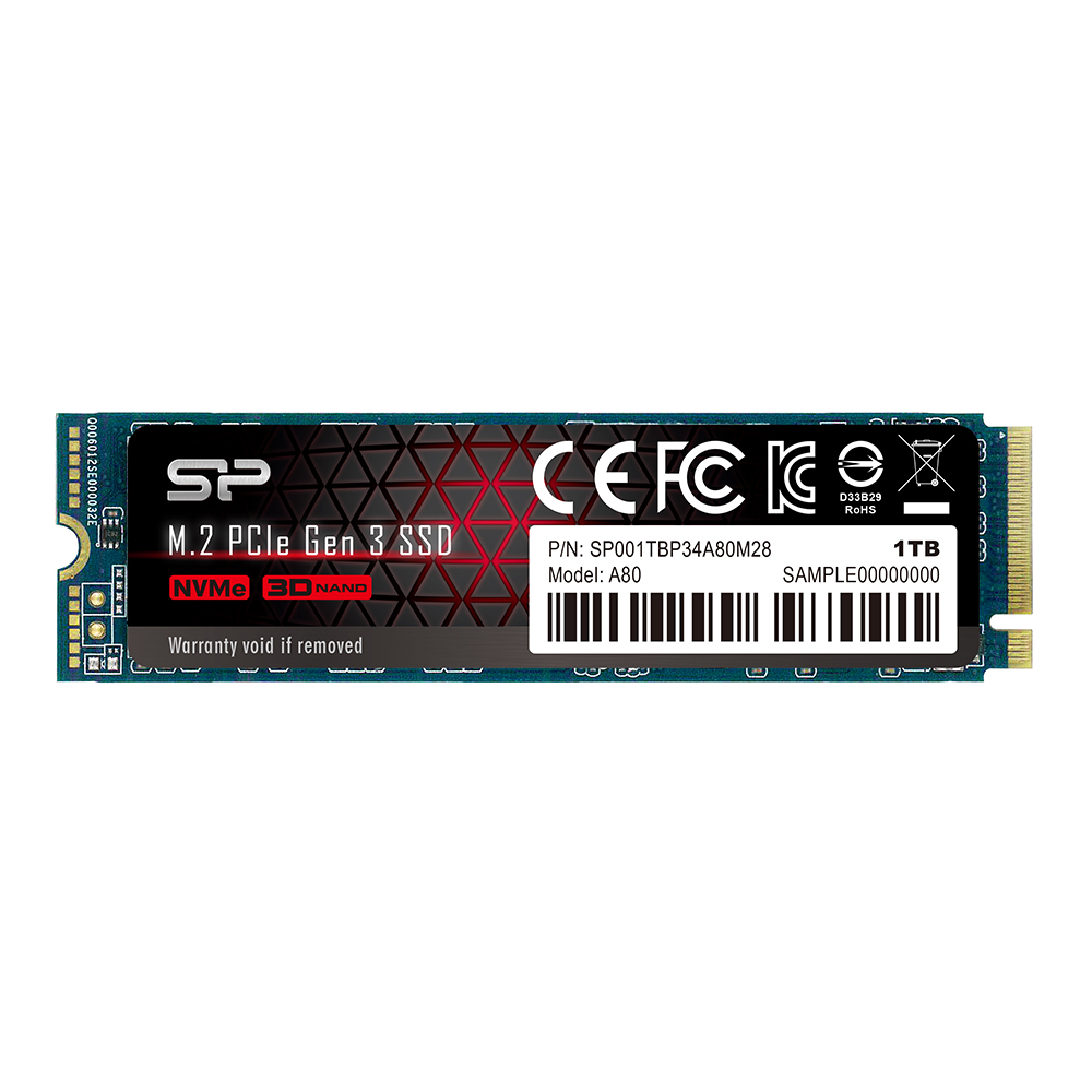 SP M.2 PCIe Gen 3 SSD A80 1TB 本体 1 TB SSD (เอสเอสดี) SILICON POWER A80 PCIe/NVMe M.2 2280