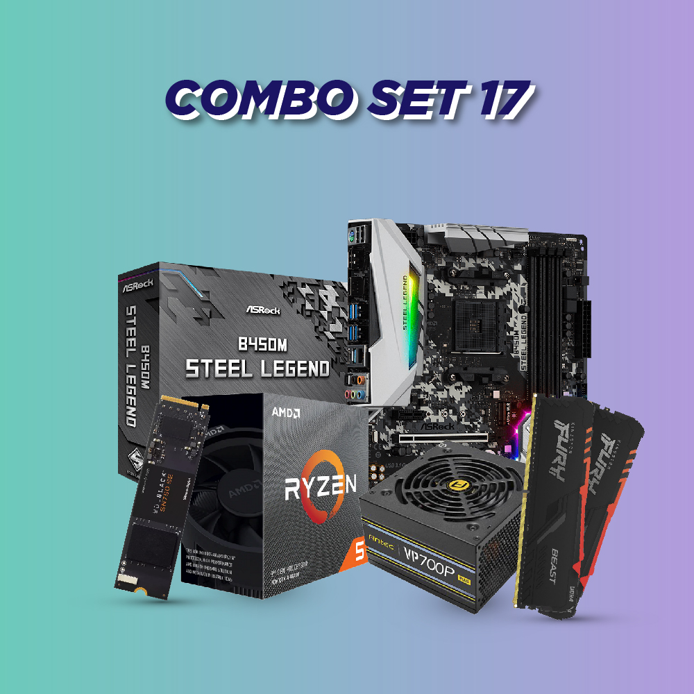 COMBO SET 5017 AMD RYZEN5 3600 B450M/32GB(16x2)/SSD 1TB M.2/ANTEC 700W