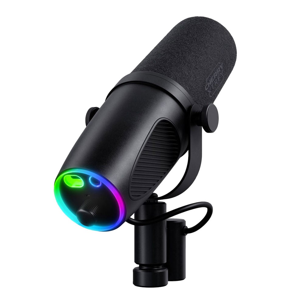 Microfono Professionale CHERRY XTRFY Ngale X, USB E XLR, Cardioide, Filtro Low-cut, RGB, Per Streaming E Gaming