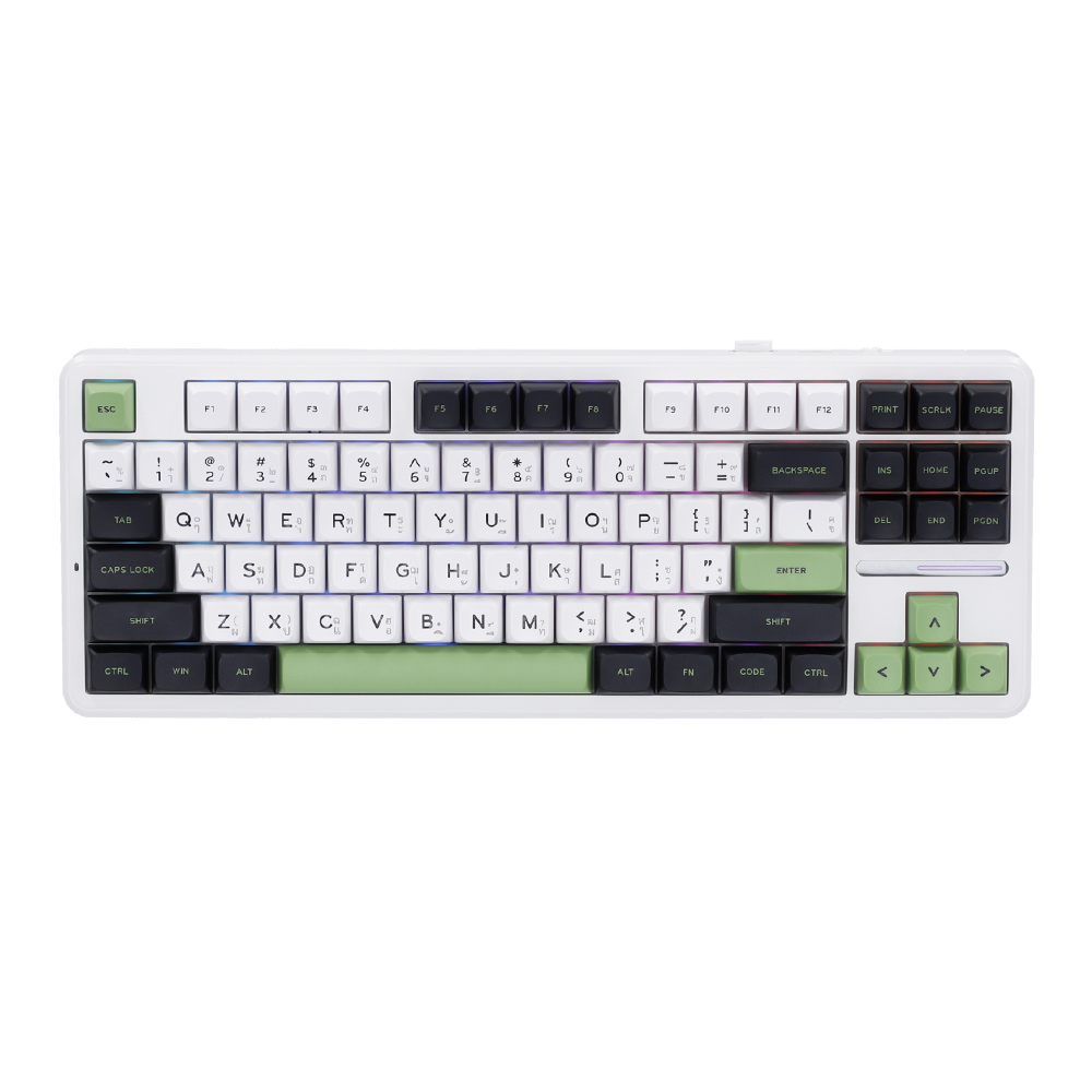 F87 White WIRELESS KEYBOARD (คีย์บอร์ดไร้สาย) AULA F87 GRAY SWITCH RGB EN/TH ...